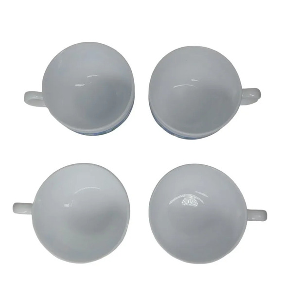 Vintage Arcopal Milk Glass Coffee/Tea Cups designed Marc Palluy Primeur Set of 4 - Picture 9 of 12